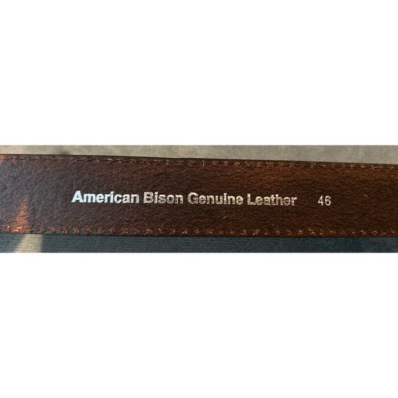 American Bison brown leather belt size 46. C21-7 - Picture 2 of 3